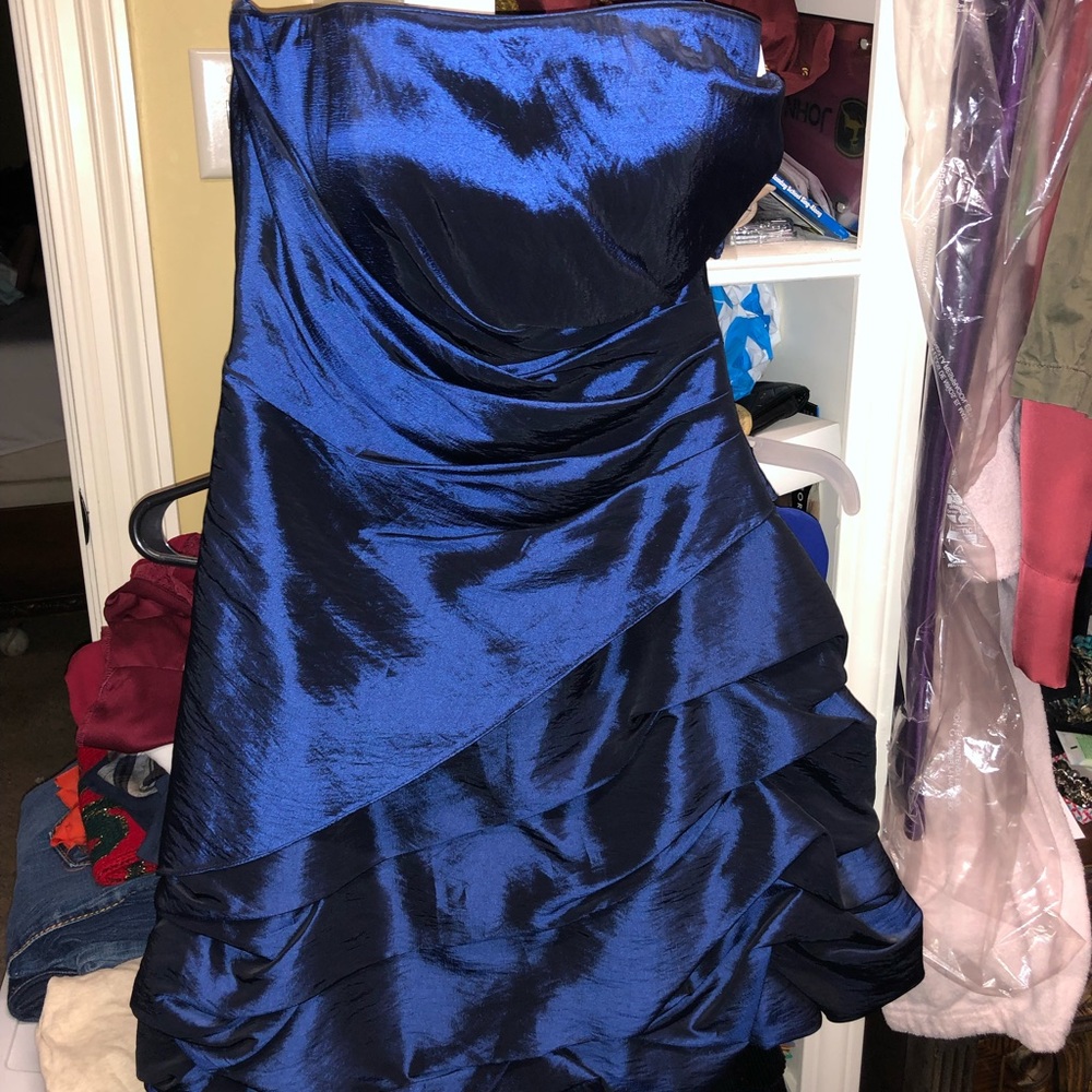 Onyx Nite navy blue irid taffeta cocktail dress